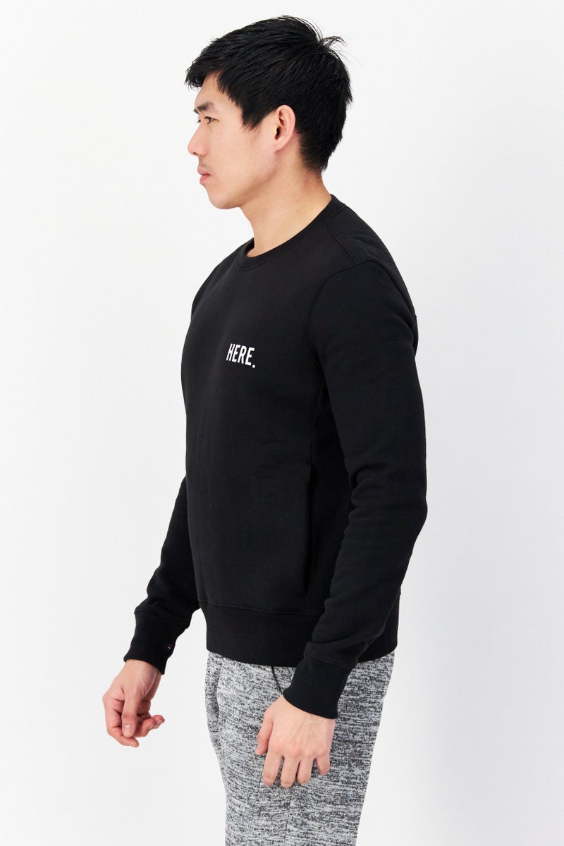 Fourlaps سويت شيرت رجالي بأكمام طويلة وطباعة جرافيك على شكل طاقم، أسود - Image 2