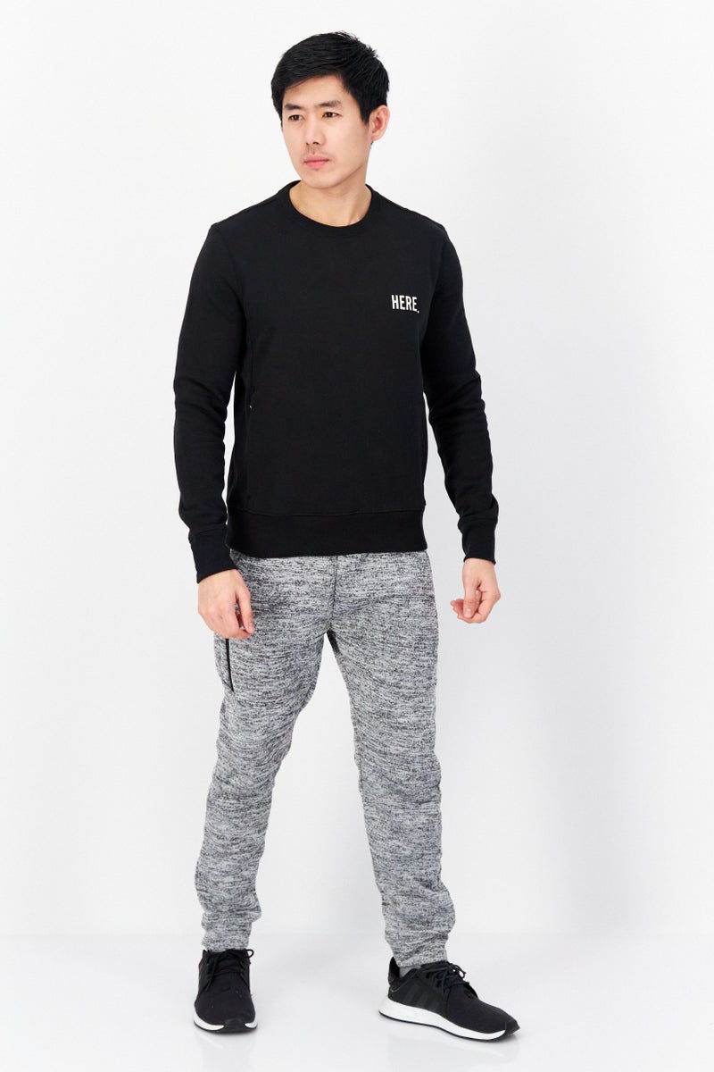 Fourlaps سويت شيرت رجالي بأكمام طويلة وطباعة جرافيك على شكل طاقم، أسود - Image 4