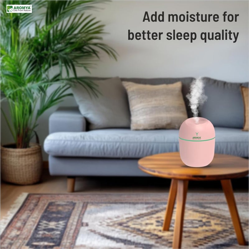 Aromya - oils from nature Aromya oils from nature Portable EggShaped Ultrasonic Humidifier Compact Cool Mist Diffuser for Home Office and Travel Silent Operation AROMYA Essential Oil Compatible Pink - Image 2