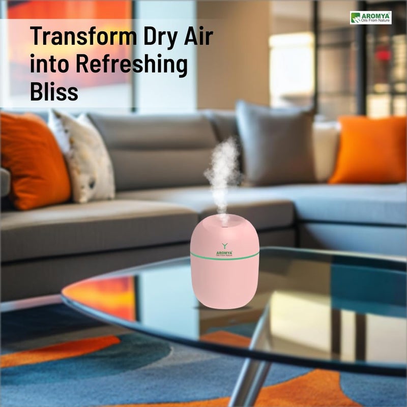 Aromya - oils from nature Aromya oils from nature Portable EggShaped Ultrasonic Humidifier Compact Cool Mist Diffuser for Home Office and Travel Silent Operation AROMYA Essential Oil Compatible Pink - Image 3
