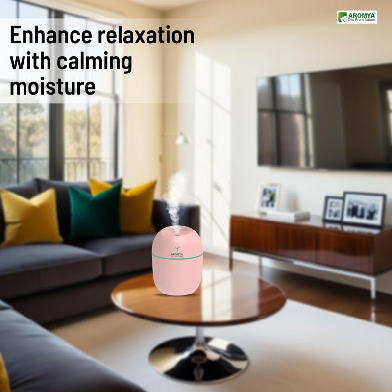 Aromya - oils from nature Aromya oils from nature Portable EggShaped Ultrasonic Humidifier Compact Cool Mist Diffuser for Home Office and Travel Silent Operation AROMYA Essential Oil Compatible Pink - Image 5