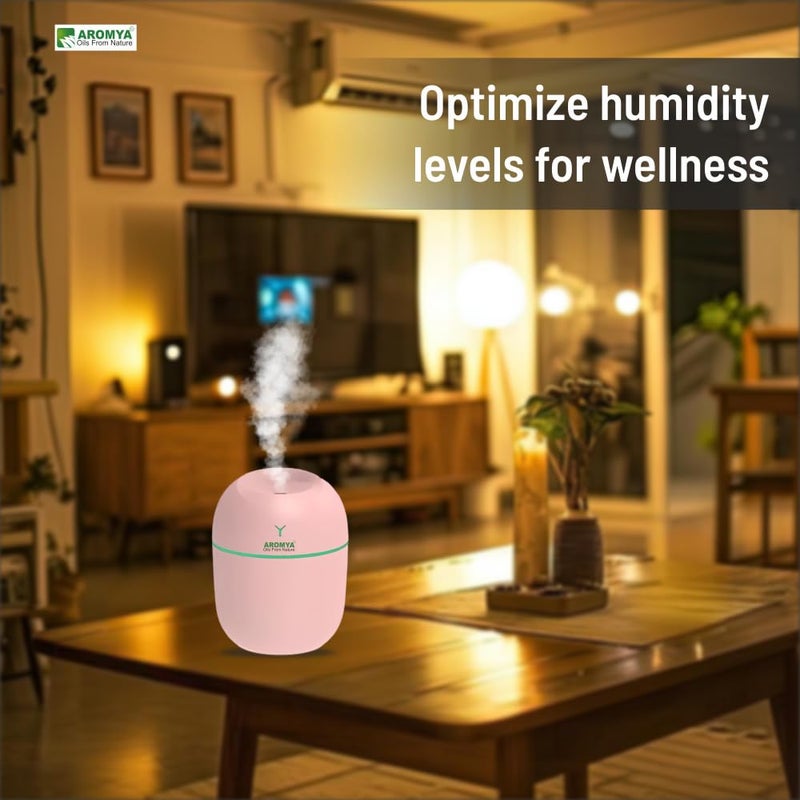 Aromya - oils from nature Aromya oils from nature Portable EggShaped Ultrasonic Humidifier Compact Cool Mist Diffuser for Home Office and Travel Silent Operation AROMYA Essential Oil Compatible Pink - Image 4