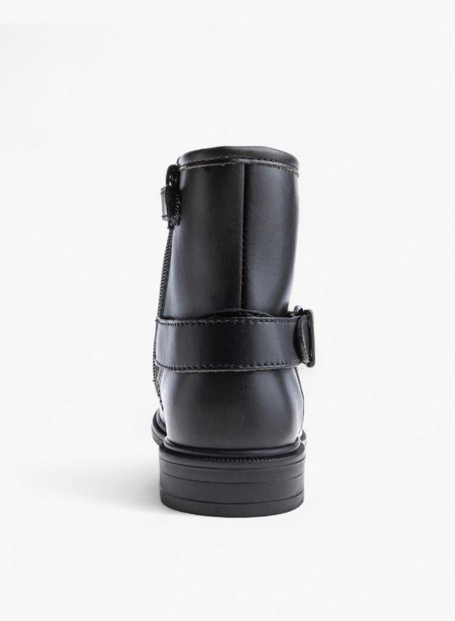 بابلوسكي بوتات بطول الكاحل بتفاصيل إبزيم للبنات - Image 4