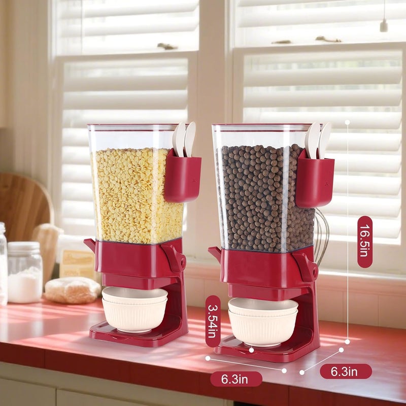 Osacoe Cereal Dispenser Countertop Red 2 Pack with Creal Bowls Spoons Cutlery Box, Cereal Containers Storage - Not Easy to Crush Food, Dry Food Dispenser For Pantry Candy Snack - Image 3
