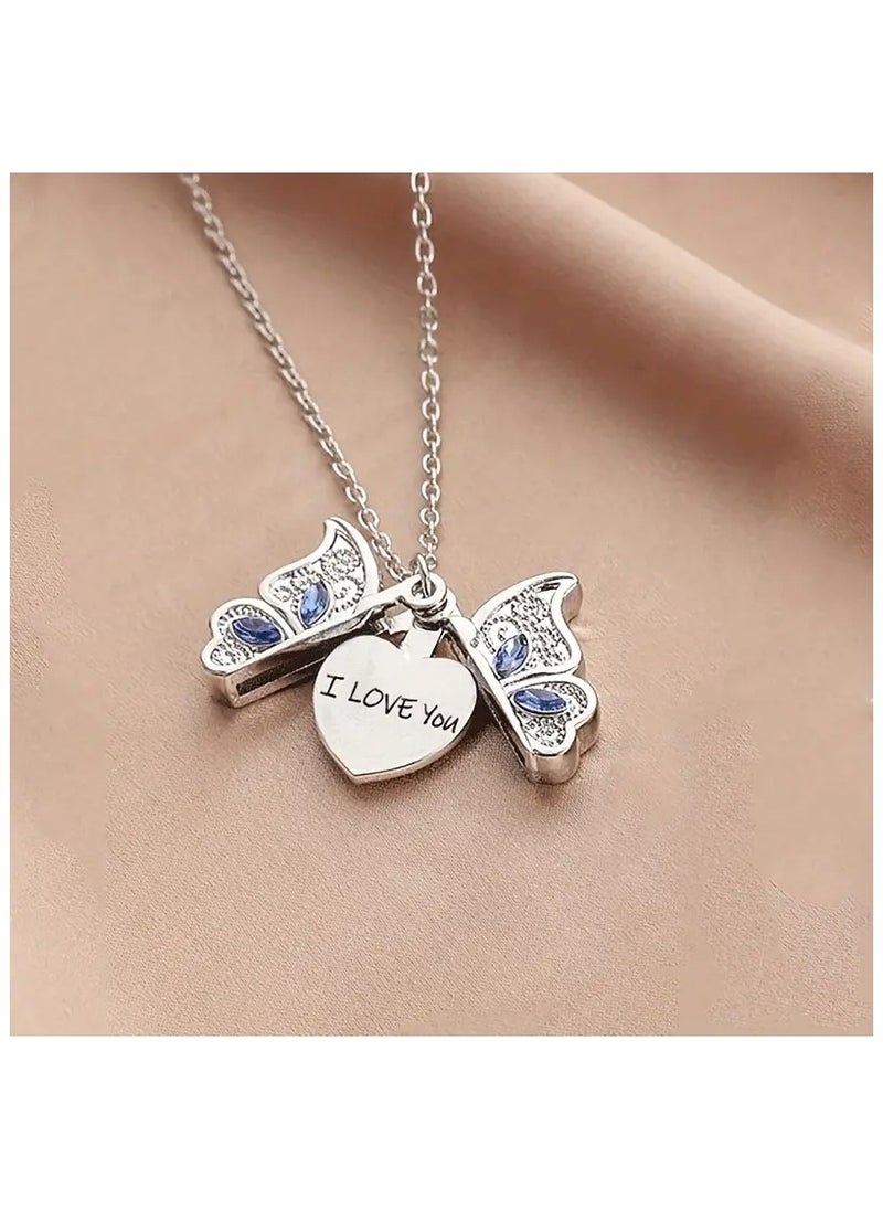 Generic 1Pcs Fashion Classic Openable Butterfly Pendant Necklace Engraved I Love You Romantic Gift Jewelry  - Image 1