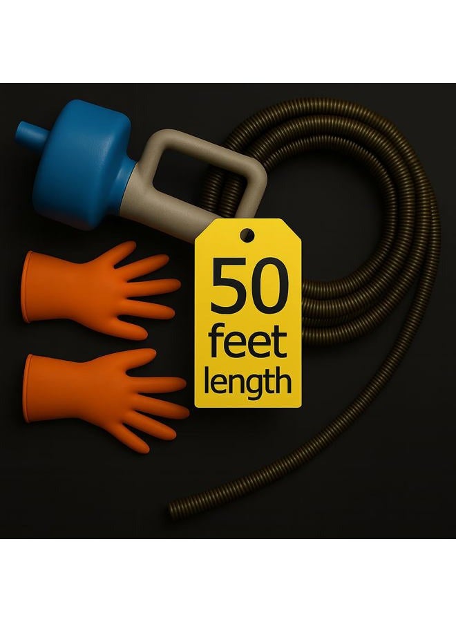 musbus 50 FT Drain Snake Hair Drain Clog Remover, Toilet Clogged Cleaner Tools, Unclog Shower Sink Tool, Gunk Removal Auger Declogger for Bathtub, Bathroom Plumbers Unclogger, Bath Tub Plumbing Snakes - Image 1