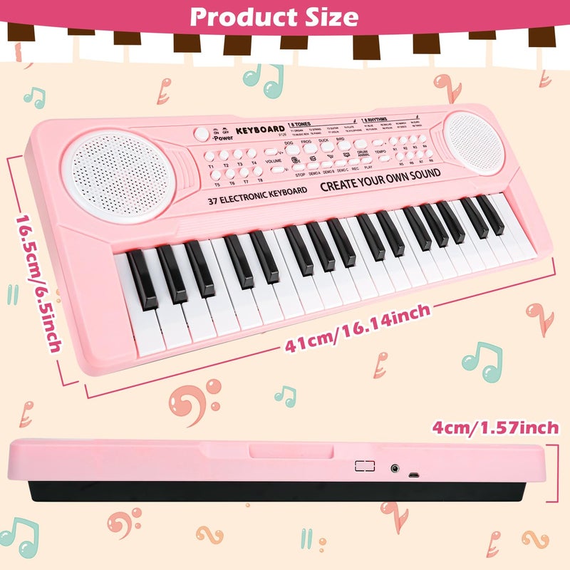 M SANMERSEN Kids Keyboard Piano 37 Keys Early Learning Instrument with Microphone Toy for 3 4 5 6 Girls Boys Birthday Valentines - Image 3