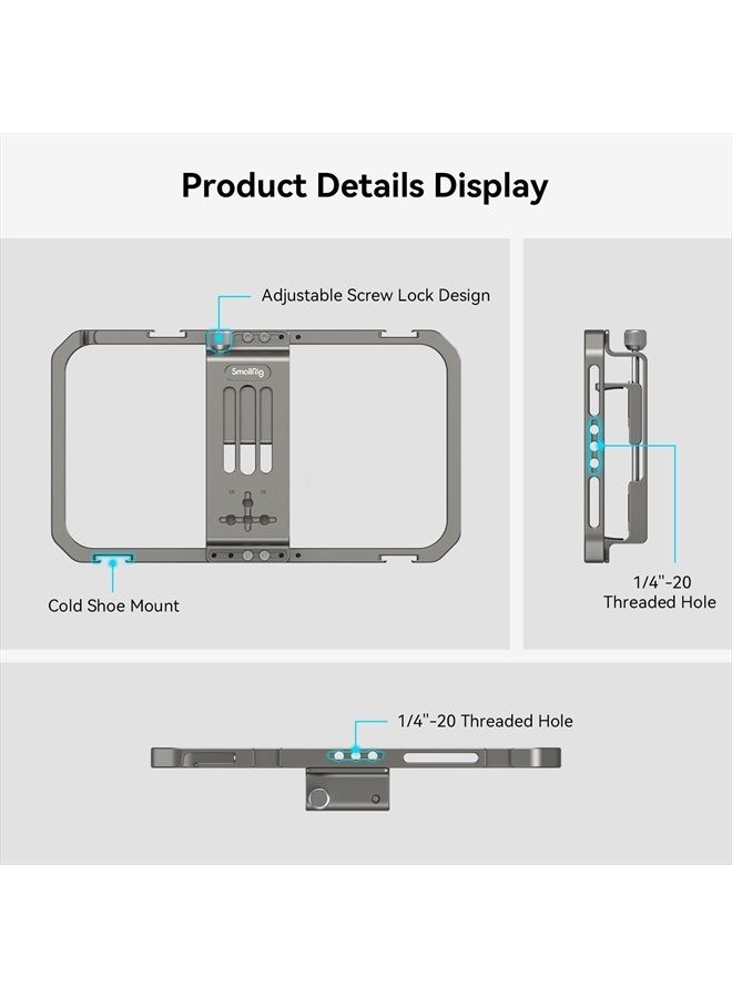 SmallRig Universal Smartphone Video Rig for iPhone for Samsung, Filmmaking Vlogging Rig Aluminium Alloy Phone Video Cage Grip with Cold Shoe Mount for Videomaker Videographer - 2791B - Image 4