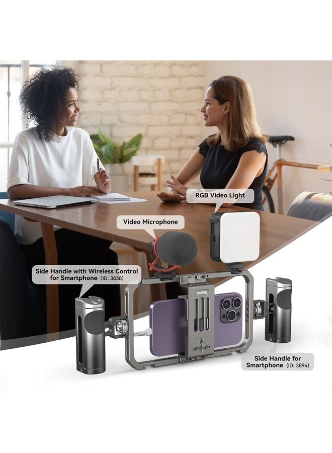 SmallRig Universal Smartphone Video Rig for iPhone for Samsung, Filmmaking Vlogging Rig Aluminium Alloy Phone Video Cage Grip with Cold Shoe Mount for Videomaker Videographer - 2791B - Image 2