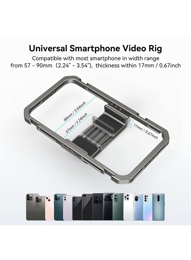 SmallRig Universal Smartphone Video Rig for iPhone for Samsung, Filmmaking Vlogging Rig Aluminium Alloy Phone Video Cage Grip with Cold Shoe Mount for Videomaker Videographer - 2791B - Image 3