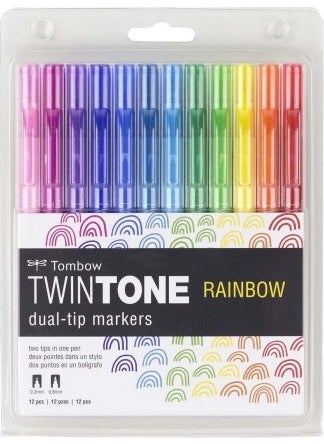 Twintone Dual Tip Markers Rainbow Color - Pack of 12