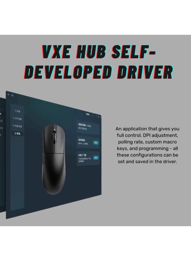 في اكس اي VXE Dragonfly R1 Wireless Gaming Mouse PAW3395 Ultra-Lightweight Programmable Gaming Mouse, White - Image 5