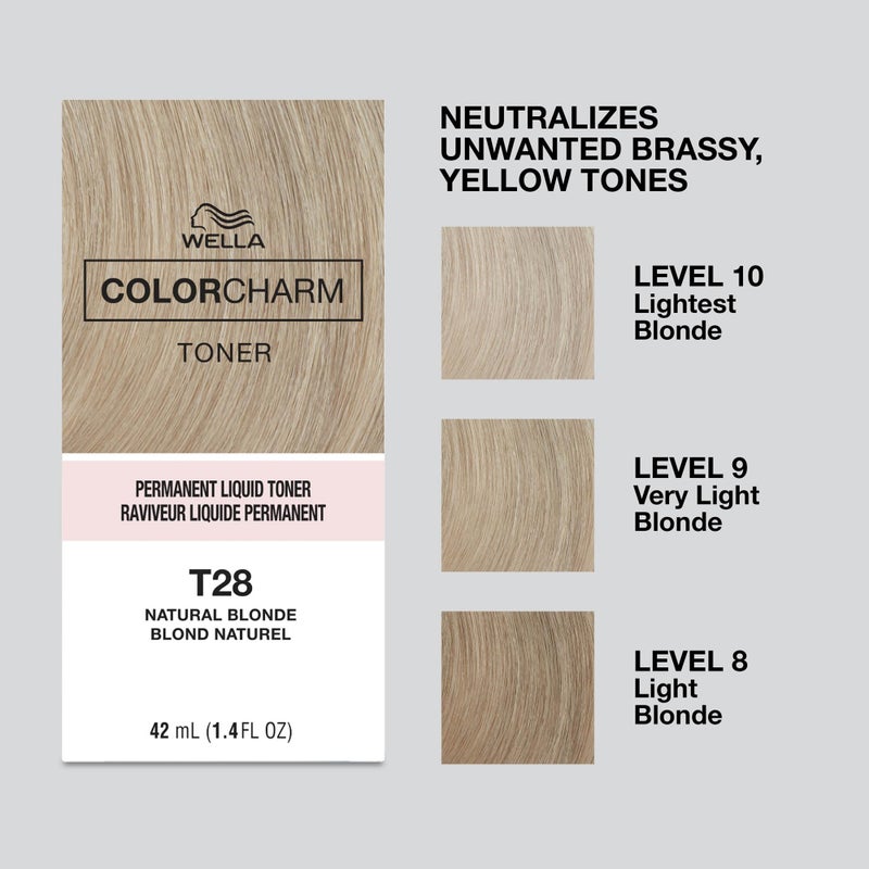 COLORCHARM Permanent Liquid Toners | Neutralize Brass | Free of Parabens | Vegan | T28 Natural Blonde | 1.4 Fl Oz - Image 4