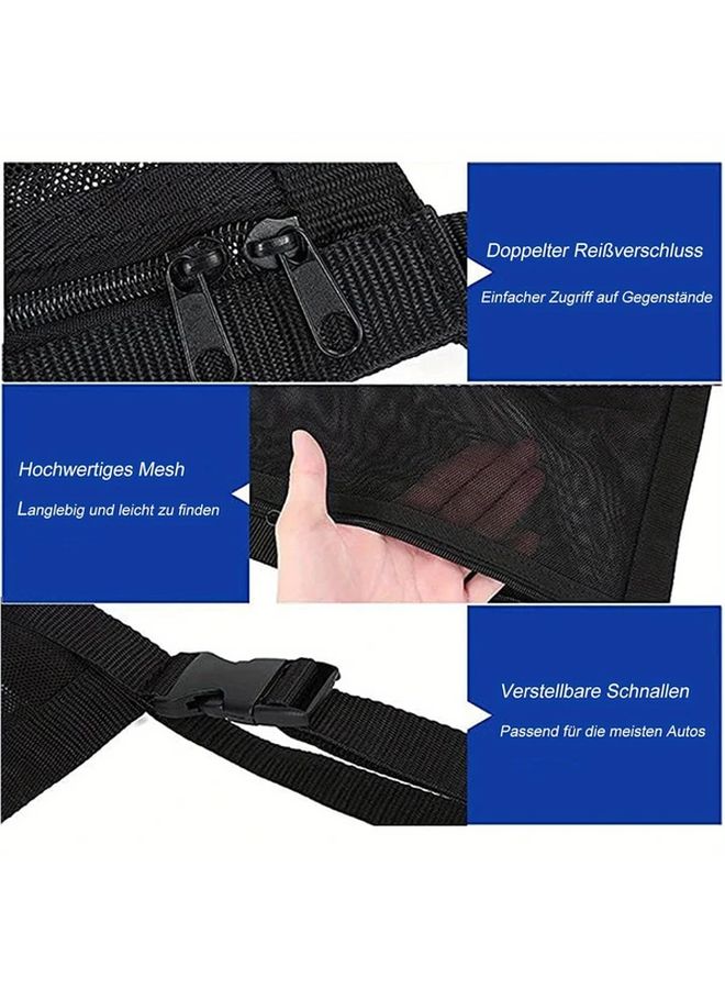 1pc Car Roof Storage Organizer Double Layer Mesh Storage Bag With Support Adjustable Cross Straps Reinforced Ceiling Storage Net For Road Trip Camping Accessories 35.43 By 25.59 Inch - Image 5