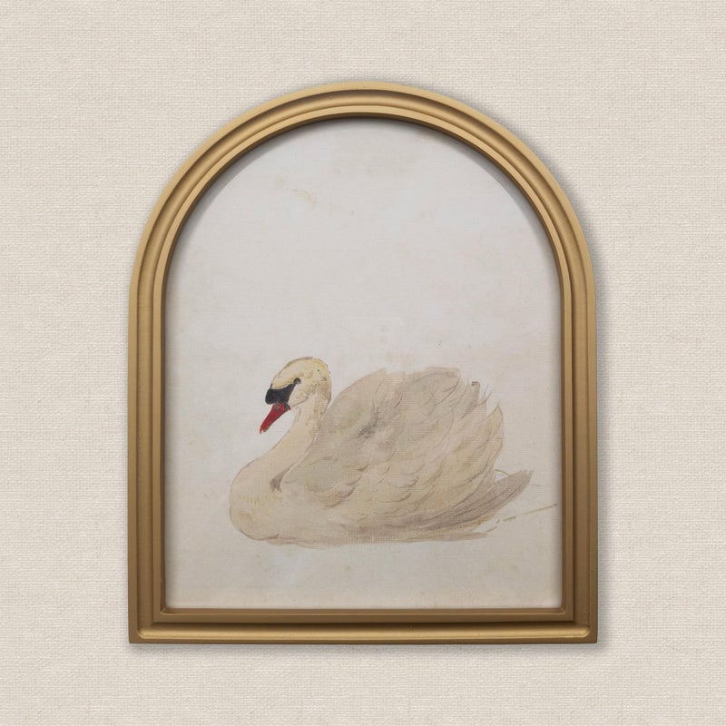 TwoDays Gold Vintage Arched Wood Framed Wall Art â€“ Swan Canvas Picture for Home Aesthetic Wall Decor, Cottagecore Farmhouse Artwork Prints for Living Room, Bedroom (11" x 13.8") - Image 1
