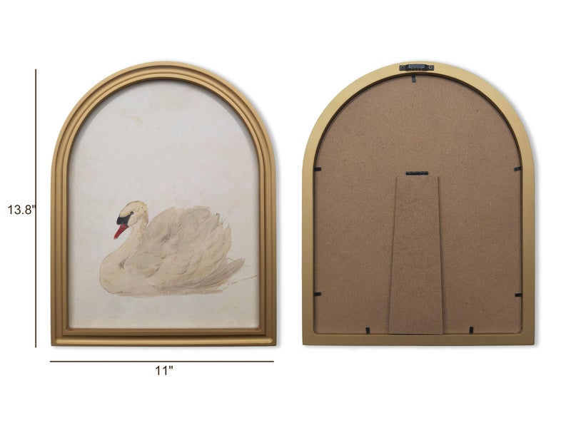 TwoDays Gold Vintage Arched Wood Framed Wall Art â€“ Swan Canvas Picture for Home Aesthetic Wall Decor, Cottagecore Farmhouse Artwork Prints for Living Room, Bedroom (11" x 13.8") - Image 2