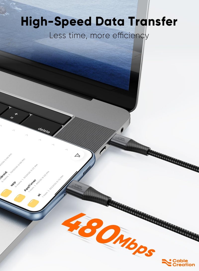 CableCreation Short Usb C to Usb C Cable Cablecreation Type C Fast Charging Usb C Cable 0.8ft Double Braided Exterior - Image 3