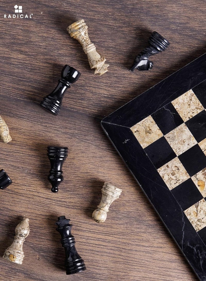 RADICALn Marble Chess Set 12'' Inches Black and Coral Handmade Luxury Board Games for Adults, Ideal Marble Chess Board Game Set & Chess Pieces for Home Decor - Image 4