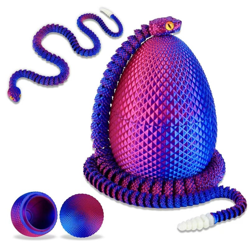 SUMLAND 3D Printed Snake Eggs with Snake Inside2322 Inch Crystal Snake Fidget ToysArticulated 3D Snake with 3D Snake Eggs Red Blue - Image 3
