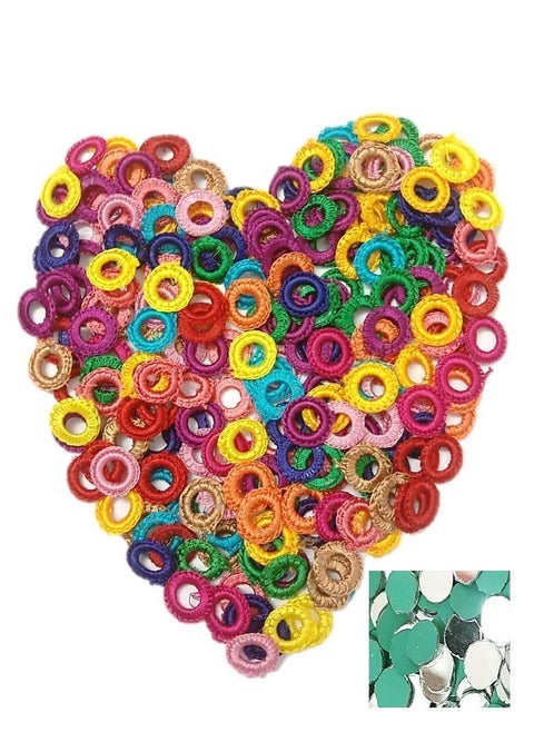 PMW Small Mirror Frames and Mirrors for Embroidery Works (8 mm Inner, 1.7 cm Outer, Multicolour)- 50 Pieces