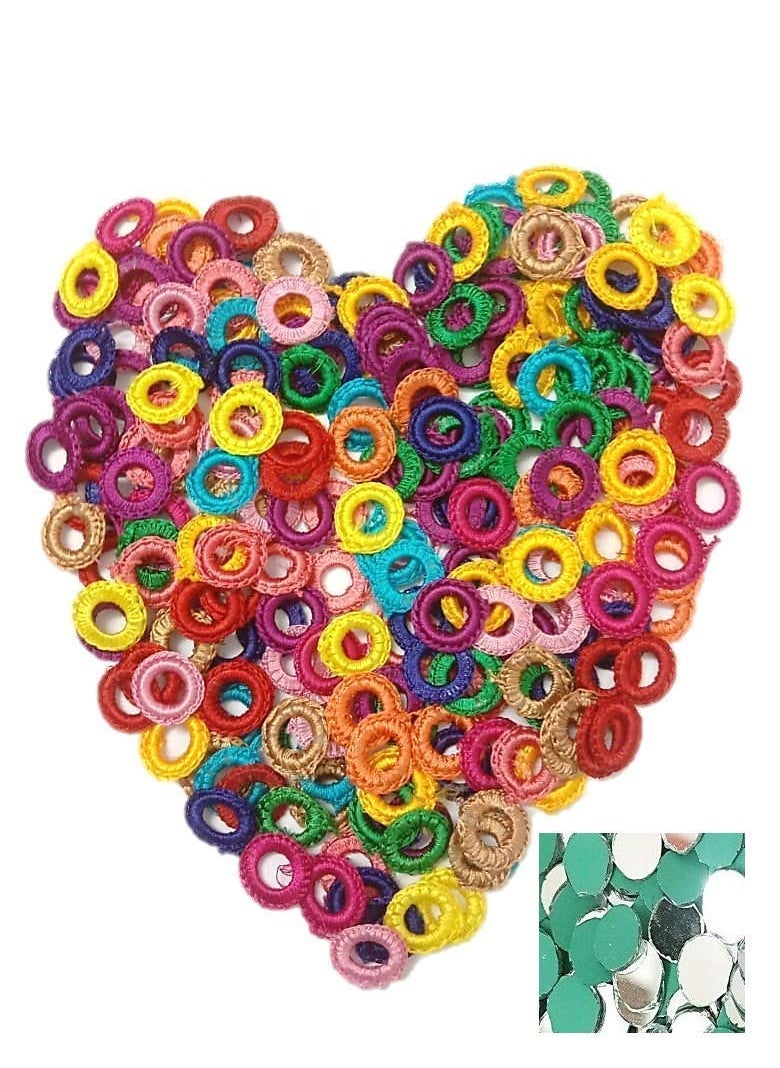 PMW PMW Small Mirror Frames and Mirrors for Embroidery Works (8 mm Inner, 1.7 cm Outer, Multicolour)- 50 Pieces  - Image 1