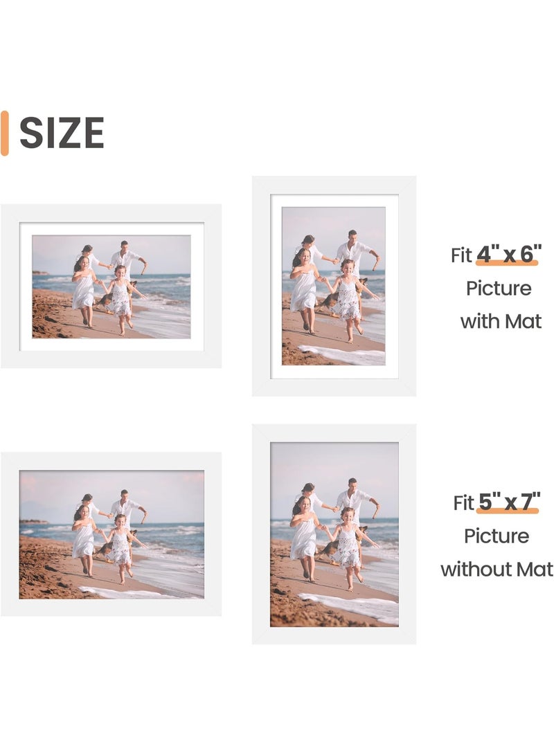 Relex 10PCS Picture Frame, Multi Photo Frames Collage, 5x7 Inch Picture Frames, Display Pictures 4x6 Inch with Mat Or 5x7 Inch Without Mat for Wall or Tabletop Display - Image 5