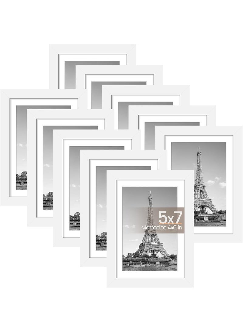 Relex 10PCS Picture Frame, Multi Photo Frames Collage, 5x7 Inch Picture Frames, Display Pictures 4x6 Inch with Mat Or 5x7 Inch Without Mat for Wall or Tabletop Display - Image 1