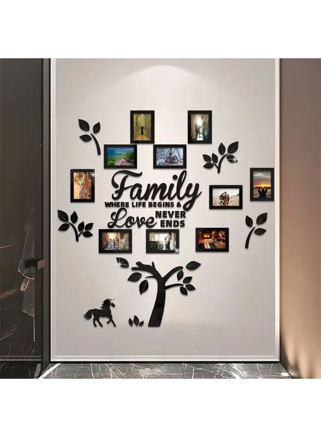 Black Pony Self Adhesive Acrylic Mirror Photo Frames Set Wall Stickers For Home Decor - Image 5