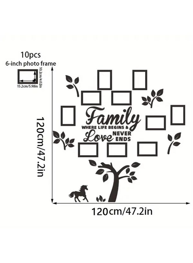 Black Pony Self Adhesive Acrylic Mirror Photo Frames Set Wall Stickers For Home Decor - Image 3