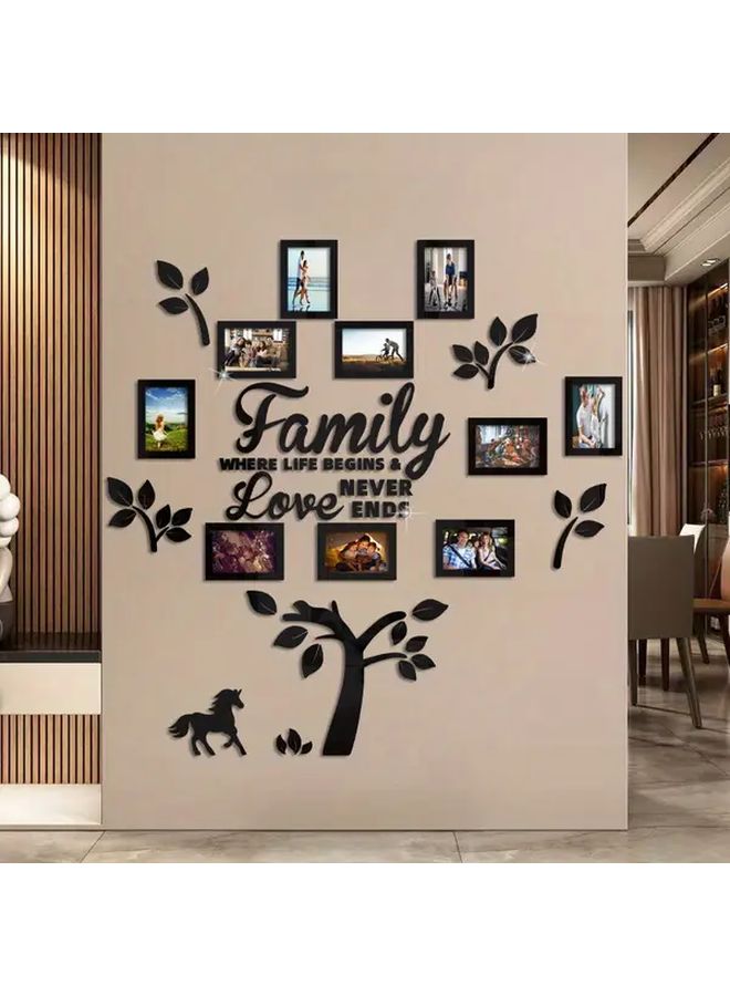 Black Pony Self Adhesive Acrylic Mirror Photo Frames Set Wall Stickers For Home Decor - Image 1