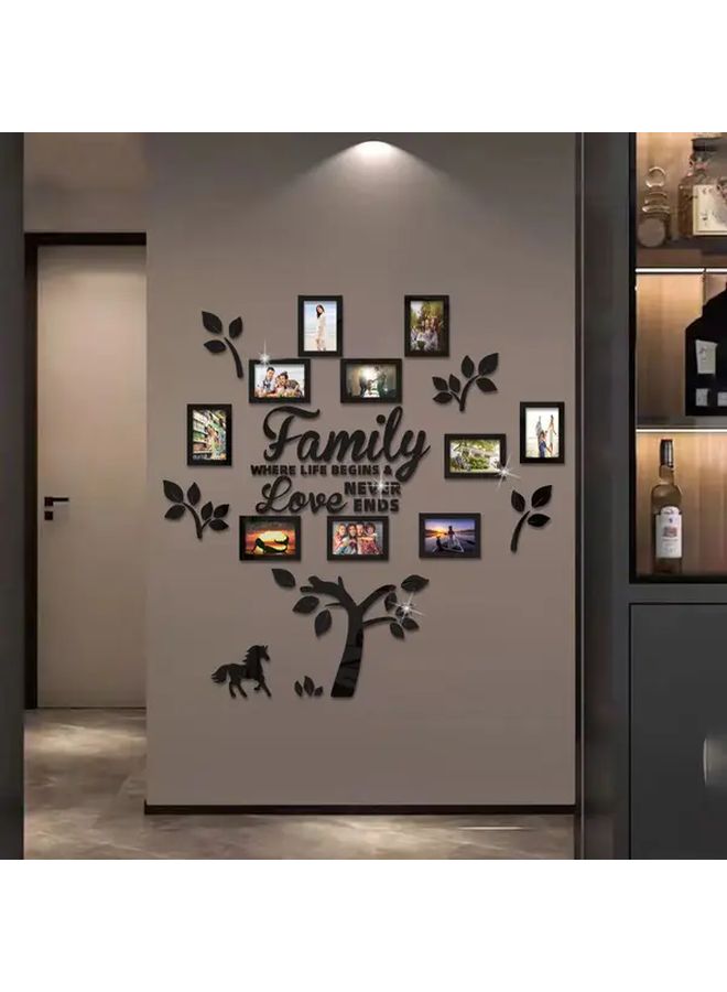 Black Pony Self Adhesive Acrylic Mirror Photo Frames Set Wall Stickers For Home Decor - Image 2