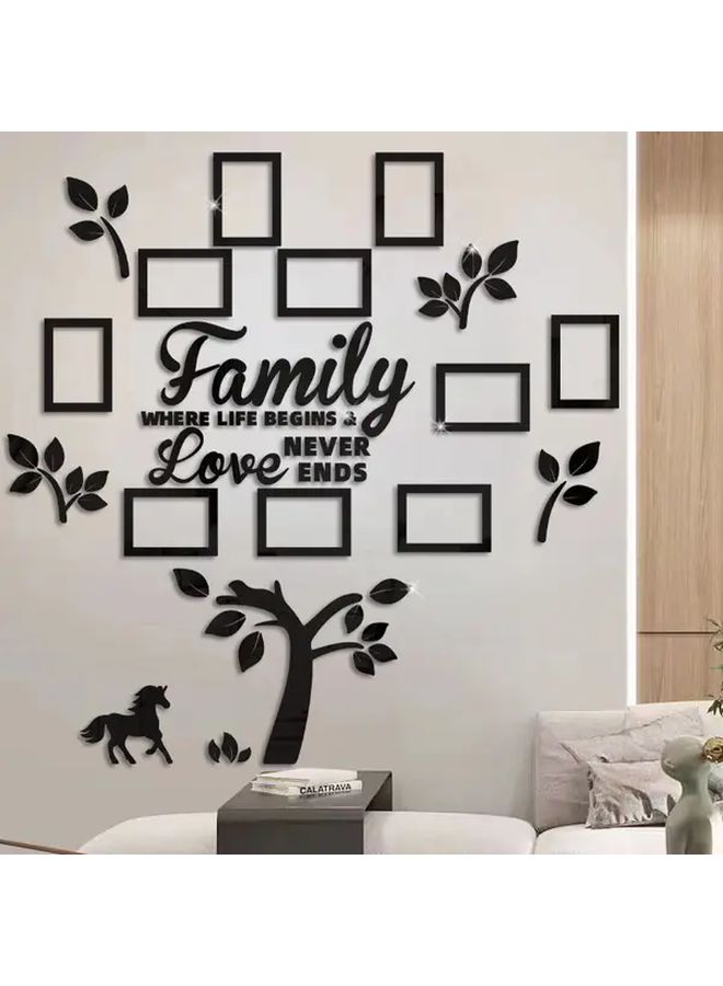 Black Pony Self Adhesive Acrylic Mirror Photo Frames Set Wall Stickers For Home Decor - Image 4