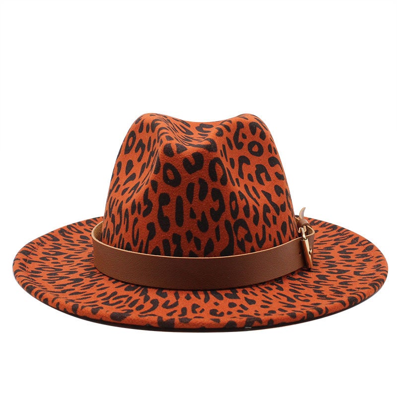 Fedora Leopard Western Cowboy Autumn Winter  Unisex Fashion Belt Hat Wholesale - Image 3