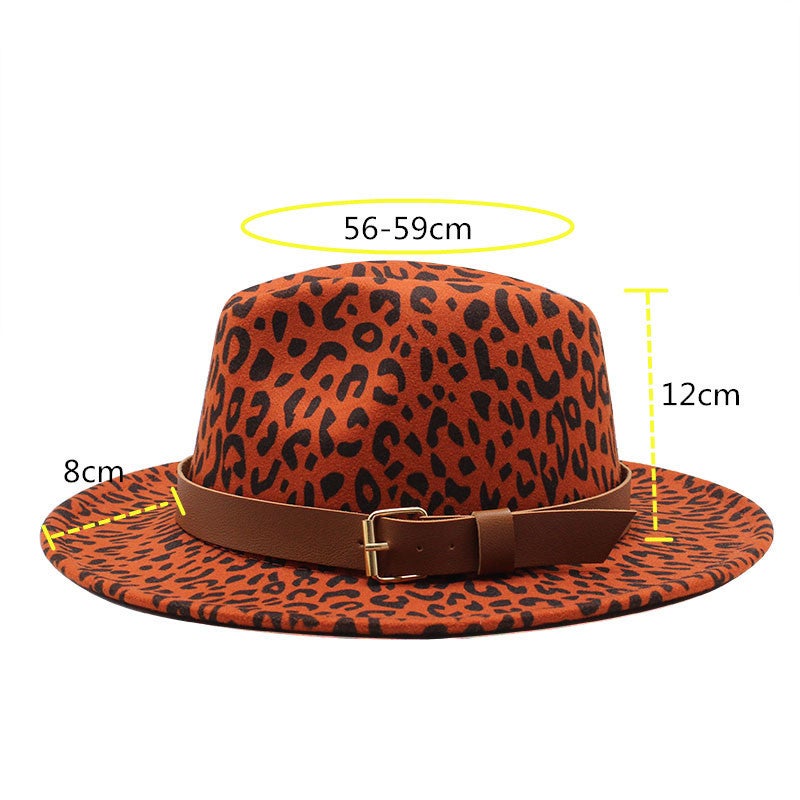 Fedora Leopard Western Cowboy Autumn Winter  Unisex Fashion Belt Hat Wholesale - Image 2