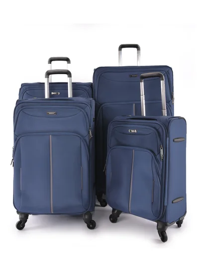 MAGELLAN Magellan Luxury Fabric Luggage Set, Lightweight Stamped, Multi Size 4 Pcs, Navy