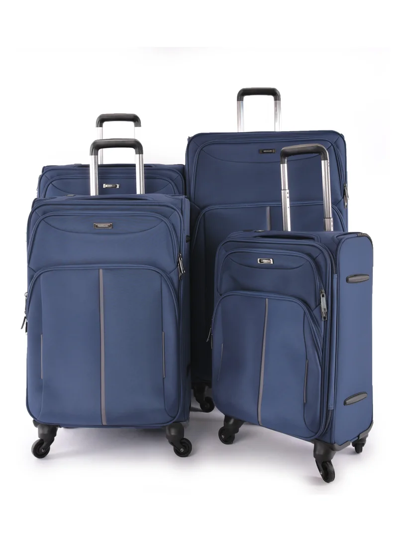 MAGELLAN Magellan Luxury Fabric Luggage Set, Lightweight Stamped, Multi Size 4 Pcs, Navy