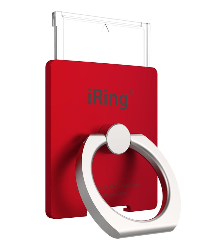 iRing حلقة iRing، مصنوعة في كوريا، حامل هاتف متوافق مع الشحن اللاسلكي - حلقة إصبع لحمل الهاتف والوقوف متوافقة مع آيفون، جالاكسي، وهواتف ذكية أخرى (أحمر معدني) - Image 1