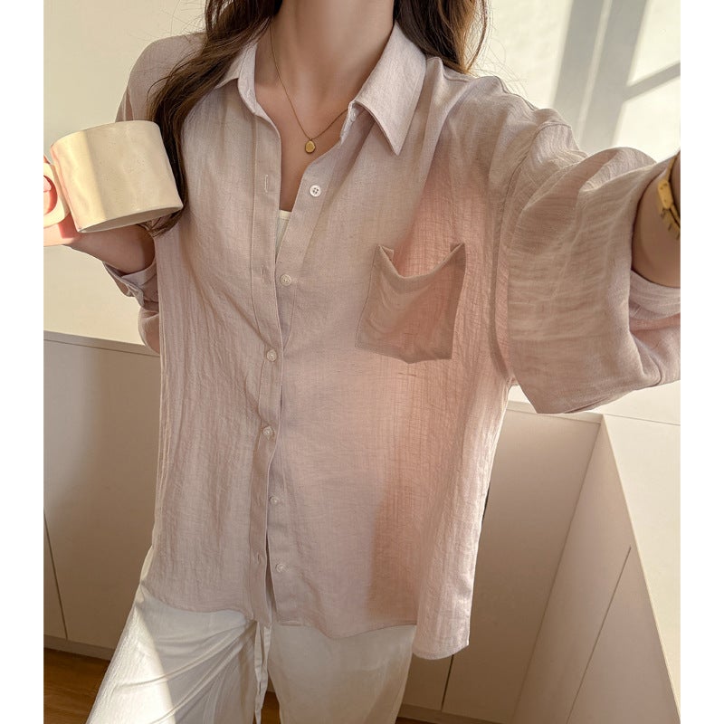 Women's Linen Blend Long-Sleeve Casual Shirt - Image 1