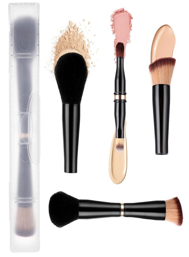 Yolev Travel Makeup Brush Set 4 In 1 Makeup Brush With Case Dual Ended Mini Travel Size Makeup Brushes Foundation/Blush Brush Eyeshadow Brush Concealer Brush For Liquid Cream Powder Cosmetic Make Up - Image 1