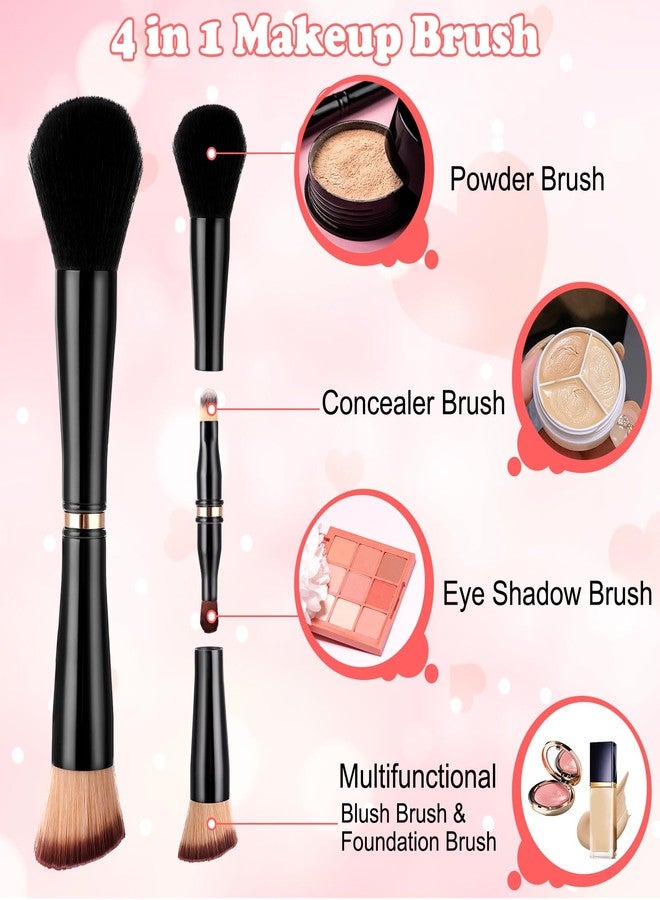 Yolev Travel Makeup Brush Set 4 In 1 Makeup Brush With Case Dual Ended Mini Travel Size Makeup Brushes Foundation/Blush Brush Eyeshadow Brush Concealer Brush For Liquid Cream Powder Cosmetic Make Up - Image 3