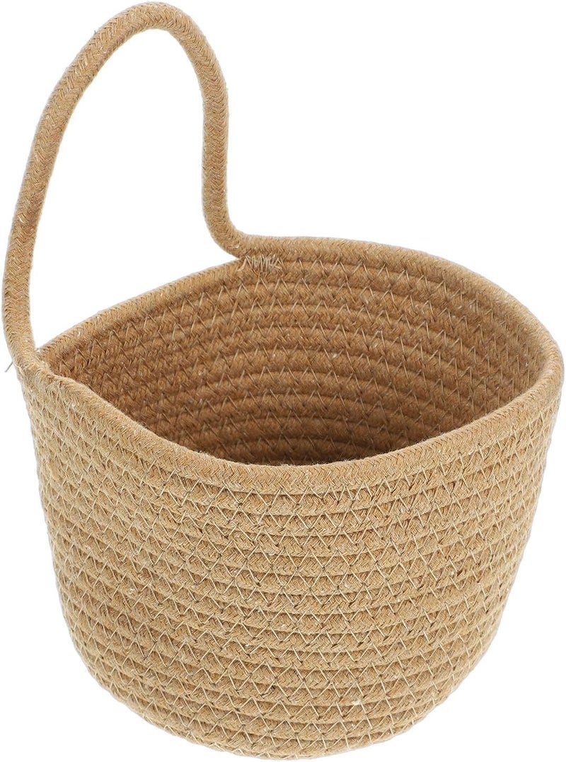 BESTonZON Woven Hanging Basket Wall Planter Cotton Rope Macrame Plant Holder for Indoor Outdoor Garden Balcony Decoration Brown - Image 1