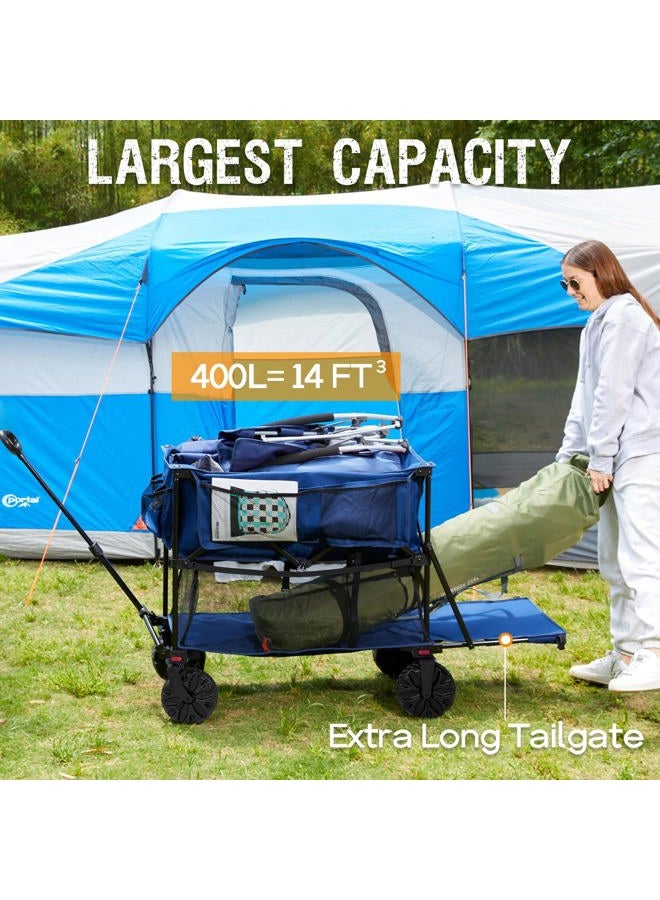 Portal Collapsible Double Decker Wagon Folding Utility Cart with Tailgate, Beach Wagons with Big Wheels, 660LB Heavy Duty Foldable Wagon 14 FT³ Large Capacity for Camping, Sports, Garden - Image 2