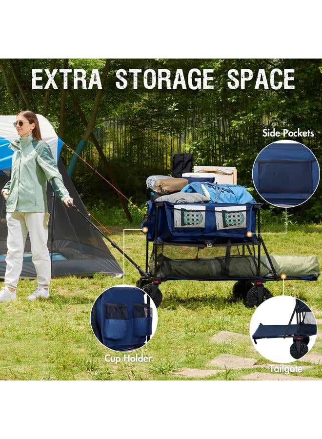 Portal Collapsible Double Decker Wagon Folding Utility Cart with Tailgate, Beach Wagons with Big Wheels, 660LB Heavy Duty Foldable Wagon 14 FT³ Large Capacity for Camping, Sports, Garden - Image 5