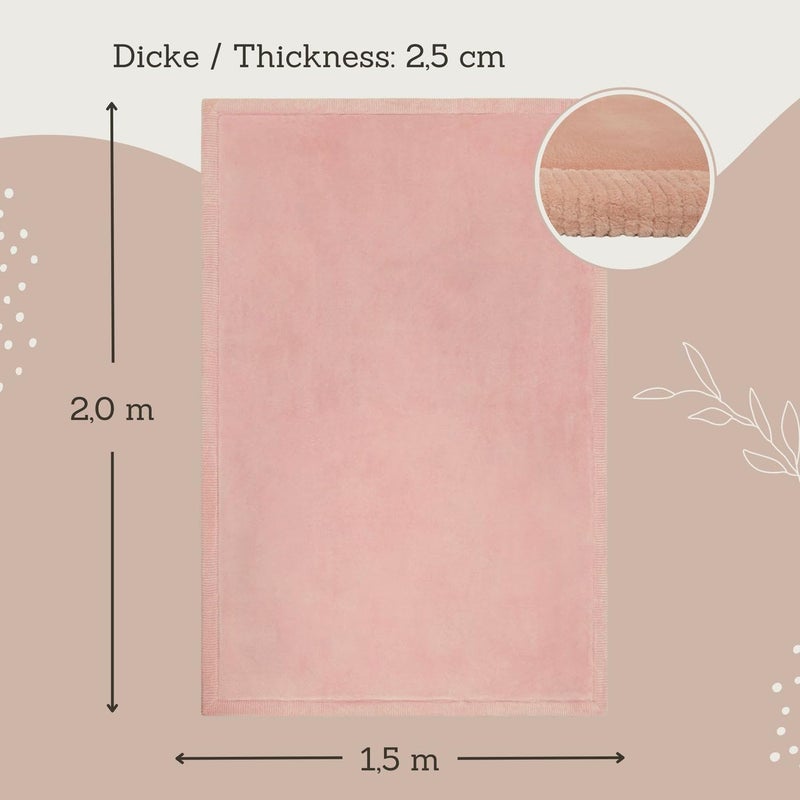 Hakuna Matte Stylish Coral Velvet Baby Play Mat 60" x 80" Pink â€“ Soft 1" Thick High-Density Memory Foam Nursery Rug â€“ Playmat for Floor with Non-Slip Backing for Crawling & Playing â€“ Non-Toxic, odorless Area Rug - Image 2