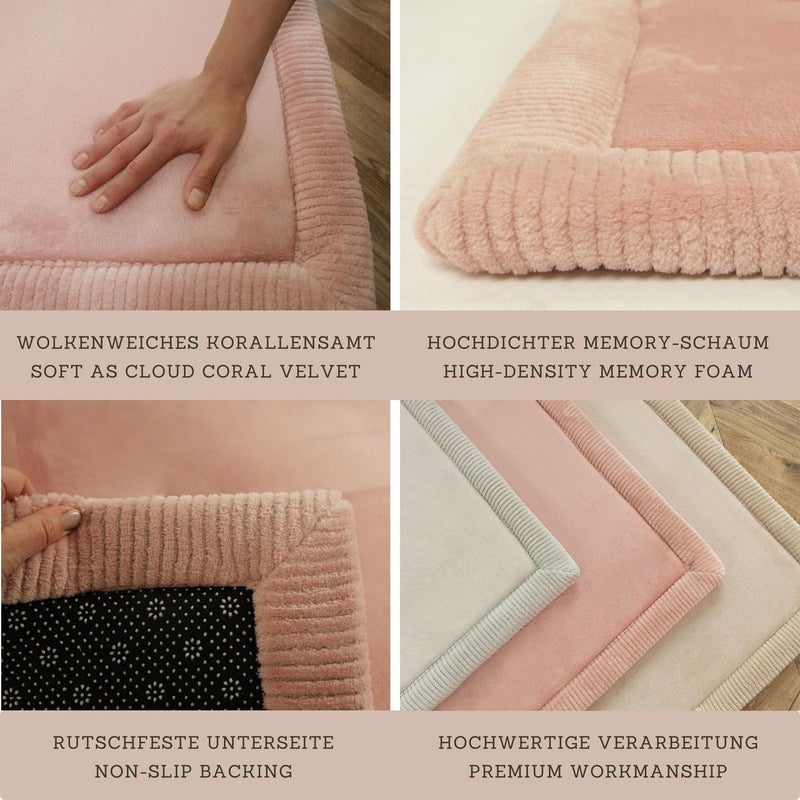 Hakuna Matte Stylish Coral Velvet Baby Play Mat 60" x 80" Pink â€“ Soft 1" Thick High-Density Memory Foam Nursery Rug â€“ Playmat for Floor with Non-Slip Backing for Crawling & Playing â€“ Non-Toxic, odorless Area Rug - Image 3