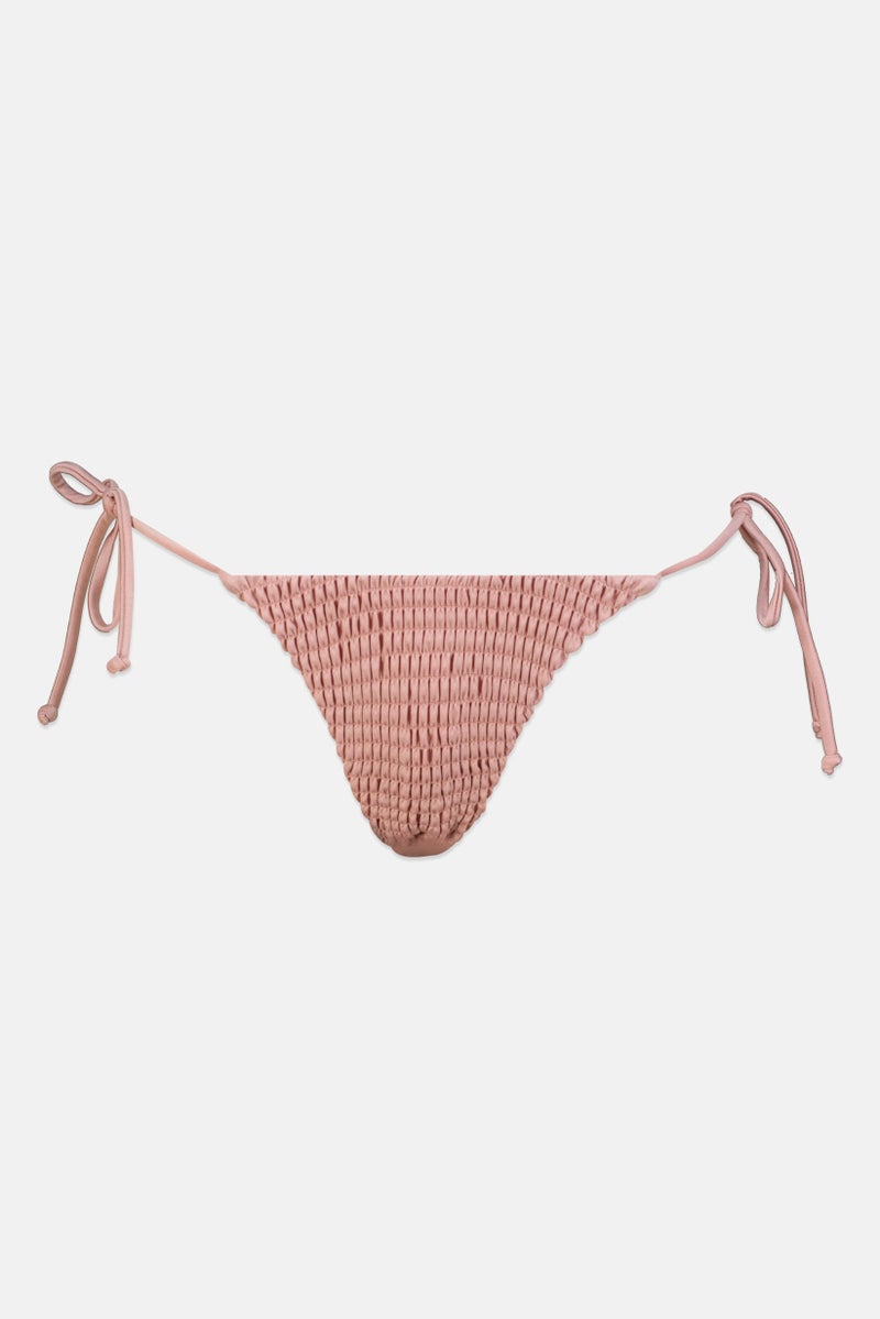 Bershka Women Ruched Bikini Bottom, Old Rose Pink - Image 1
