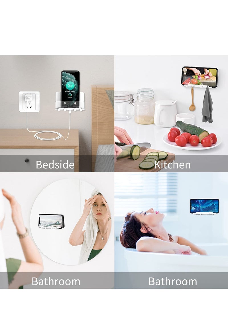 كابتن تيك Wall Mount Phone Holder, Clear Holder with Adhesive Strip Multi-Function Cell Phone Charging Brackets Holders for Bedroom Bathroom Living Room Kitchen Compatible with Most Phones and Tablet - Image 4