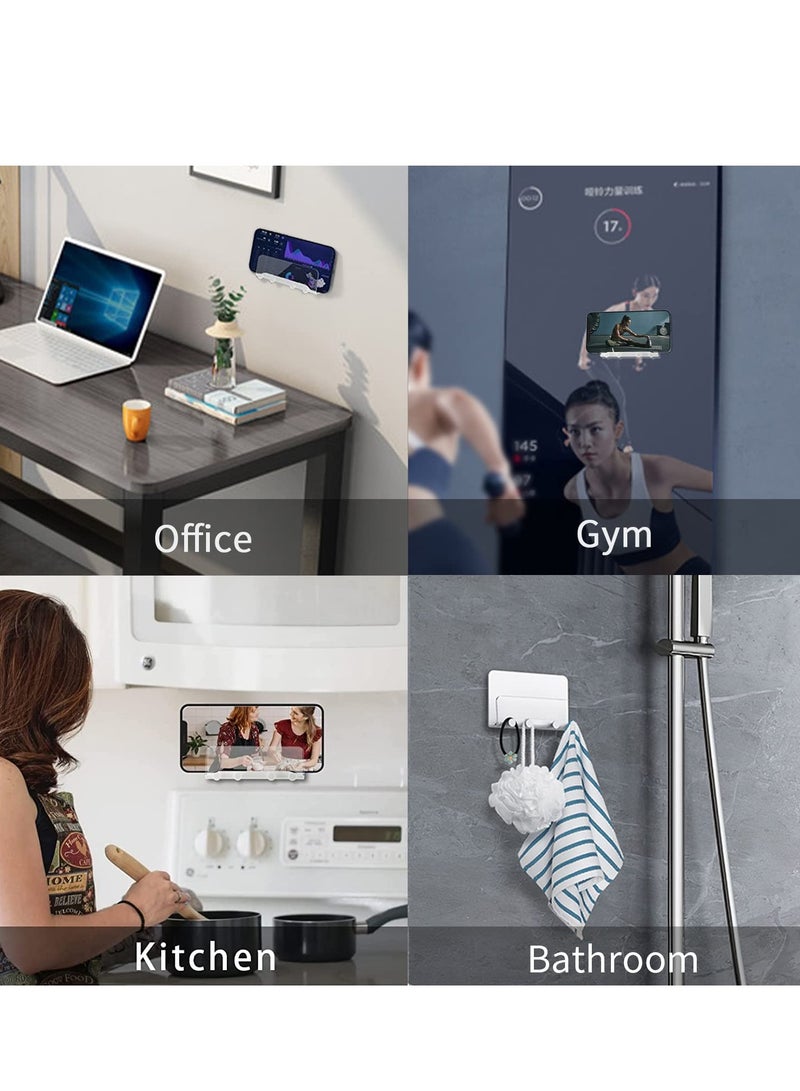 كابتن تيك Wall Mount Phone Holder, Clear Holder with Adhesive Strip Multi-Function Cell Phone Charging Brackets Holders for Bedroom Bathroom Living Room Kitchen Compatible with Most Phones and Tablet - Image 3