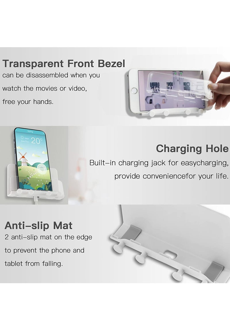 كابتن تيك Wall Mount Phone Holder, Clear Holder with Adhesive Strip Multi-Function Cell Phone Charging Brackets Holders for Bedroom Bathroom Living Room Kitchen Compatible with Most Phones and Tablet - Image 5