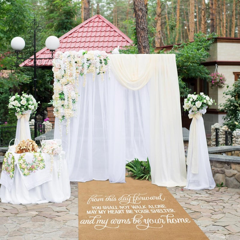 Tudomro 40 Inch x 30 Ft Extra Long Natural Burlap Wedding Aisle Runner Outdoor Jute Burlap Aisle Runner for Wedding Ceremony Rustic Indoor Carpet for Walkway (Stylish Style) - Image 4